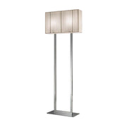 LUXORA Floor Lamp Soft Ambient Lighting Beige Shade Silver Base Metal Frame Hand-Crafted Wire Design
