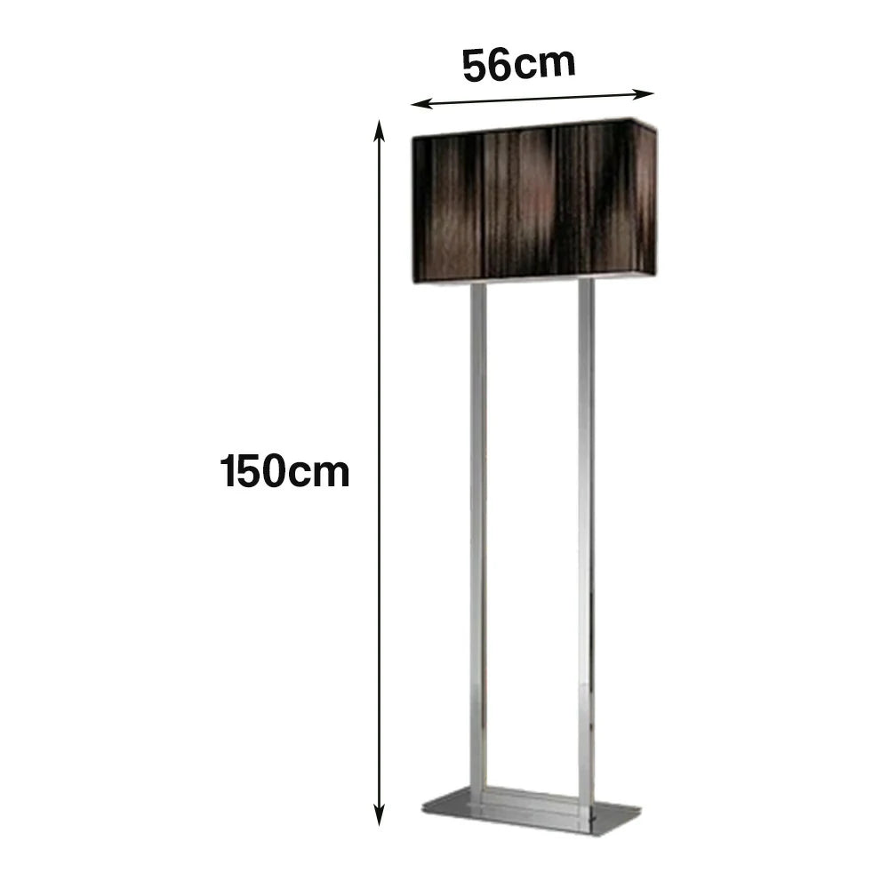 LUXORA Floor Lamp Soft Ambient Lighting Grey Shade Silver Base Metal Frame Hand-Crafted Wire Design