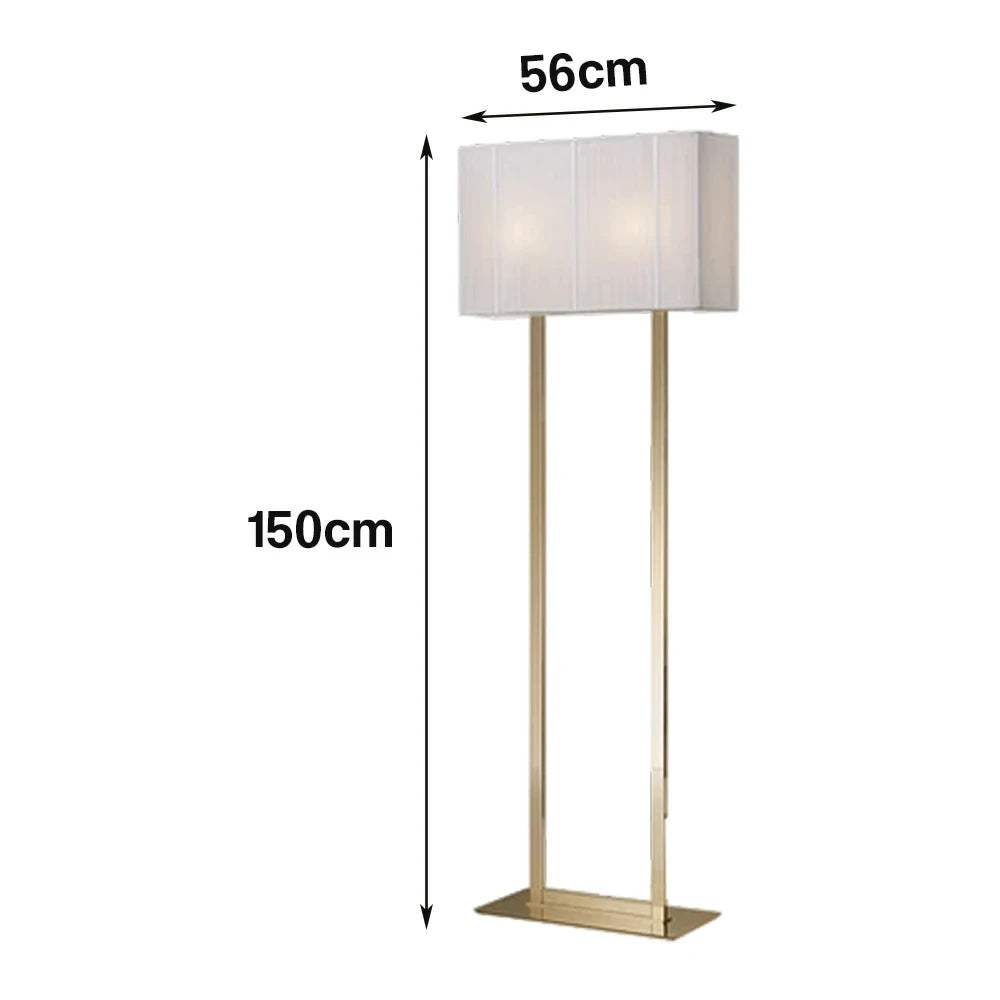 LUXORA Floor Lamp Soft Ambient Lighting White Shade Gold Base Metal Frame Hand-Crafted Wire Design