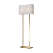 LUXORA Floor Lamp Soft Ambient Lighting White Shade Gold Base Metal Frame Hand-Crafted Wire Design
