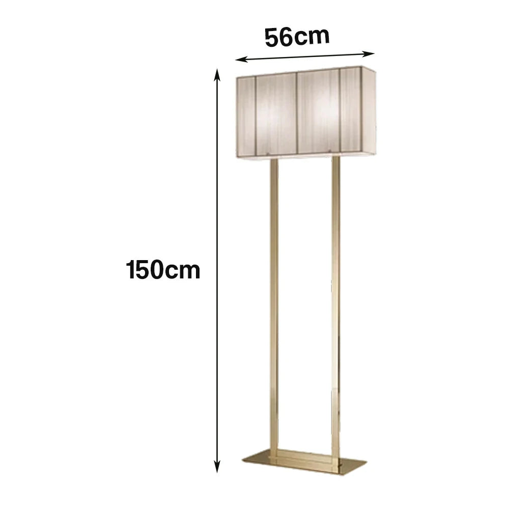 LUXORA Floor Lamp Soft Ambient Lighting Beige Shade Gold Base Metal Frame Hand-Crafted Wire Design