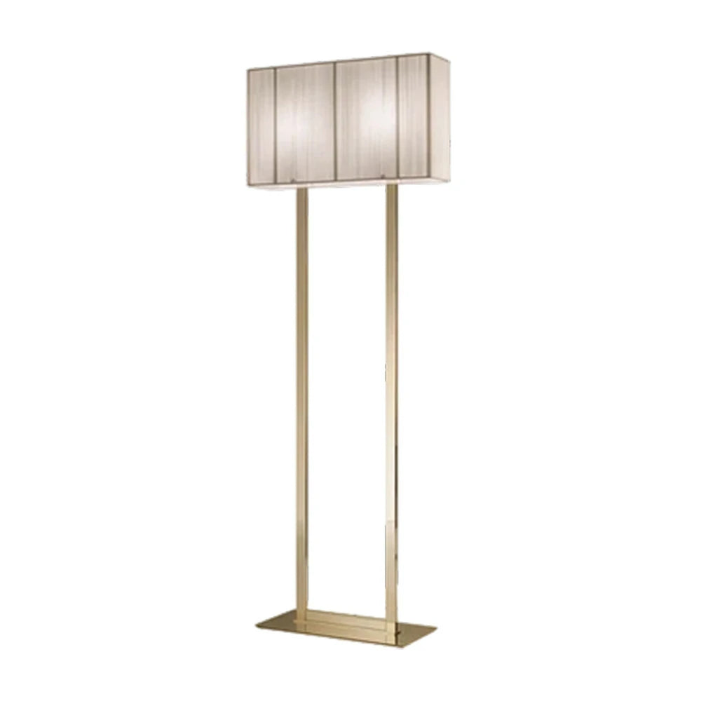 LUXORA Floor Lamp Soft Ambient Lighting Beige Shade Gold Base Metal Frame Hand-Crafted Wire Design