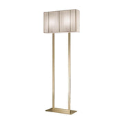 LUXORA Floor Lamp Soft Ambient Lighting Beige Shade Gold Base Metal Frame Hand-Crafted Wire Design