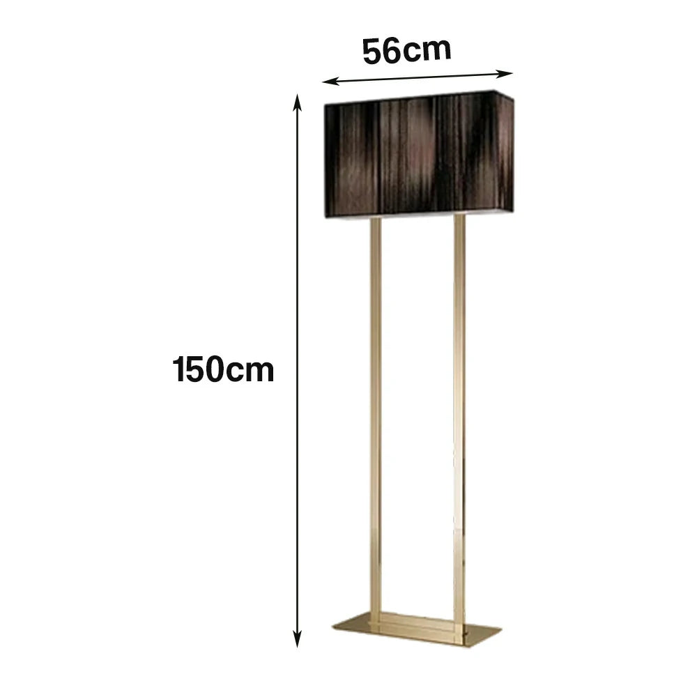 LUXORA Floor Lamp Soft Ambient Lighting Grey Shade Gold Base Metal Frame Hand-Crafted Wire Design