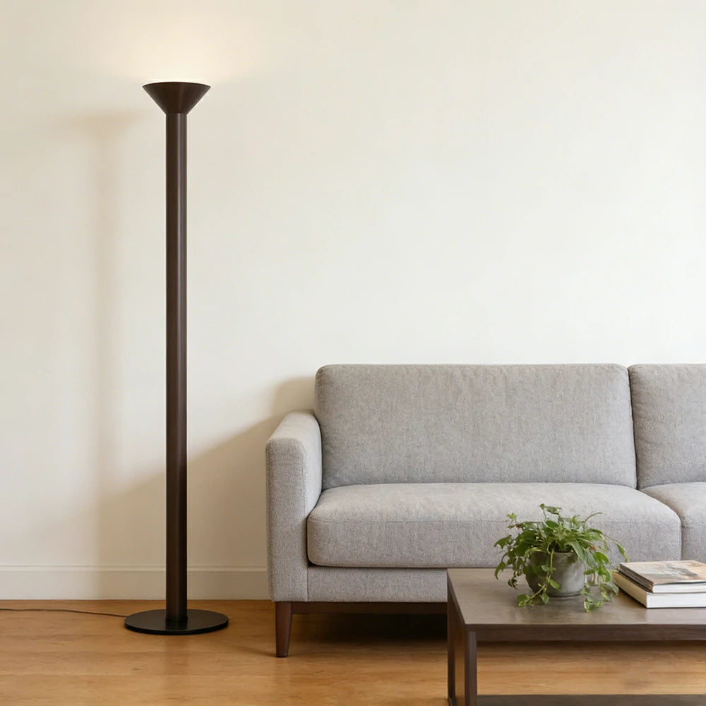 LUXORA Floor Lamp Soft Ambient Lighting Fabric Shade Metal Frame Stable Base Multi-Scene Use - Black