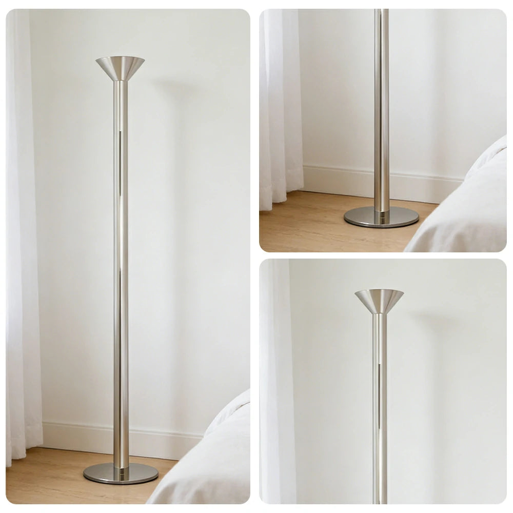 LUXORA Floor Lamp Soft Ambient Lighting Fabric Shade Metal Frame Stable Base Multi-Scene Use - Silver
