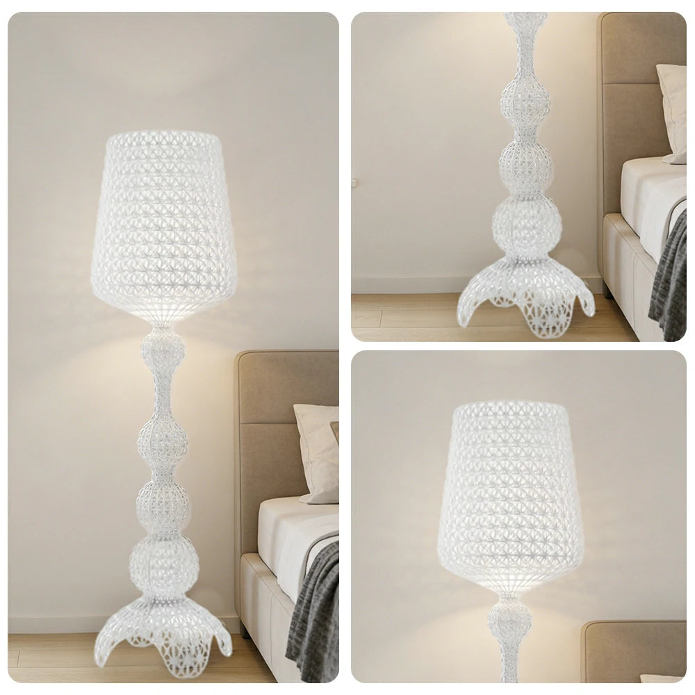 LUXORA Floor Lamp Elegant Ambient Lighting Fabric Shade Sturdy Metal Frame Adjustable Light Direction - White