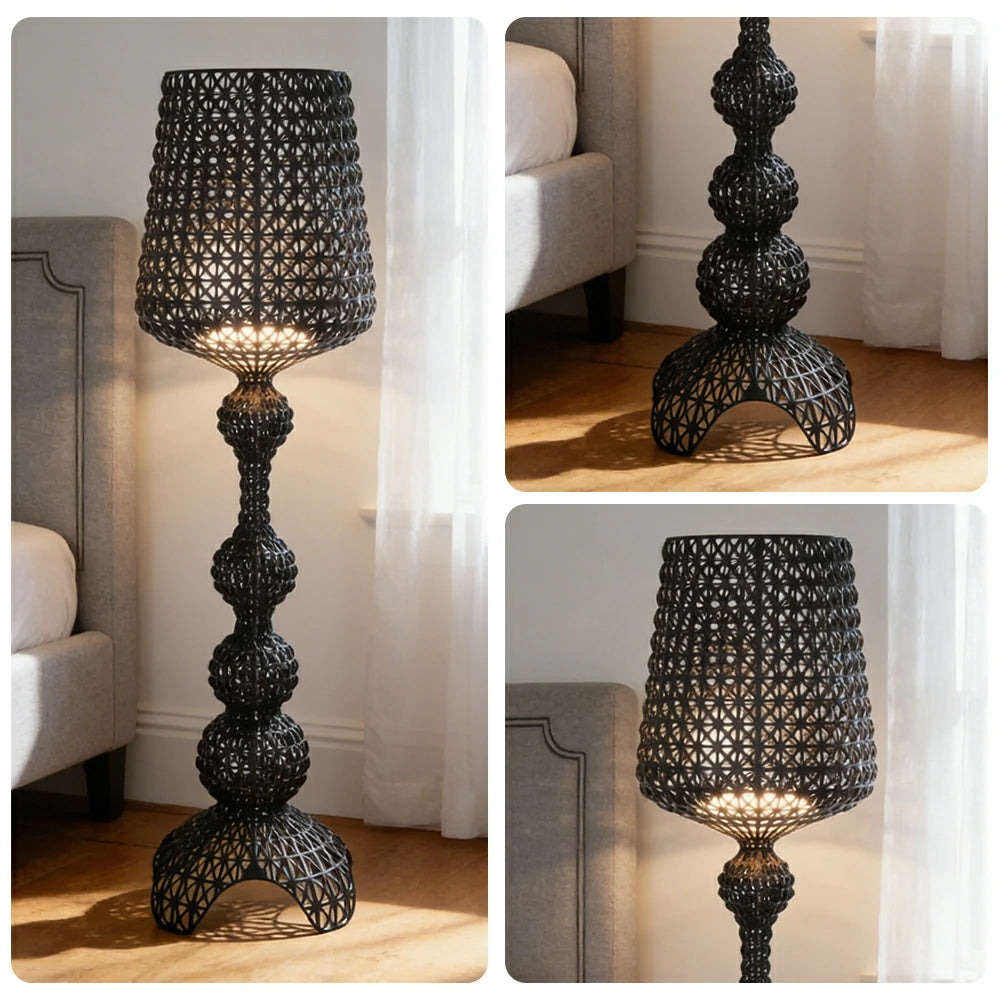 LUXORA Floor Lamp Elegant Ambient Lighting Fabric Shade Sturdy Metal Frame Adjustable Light Direction - Black