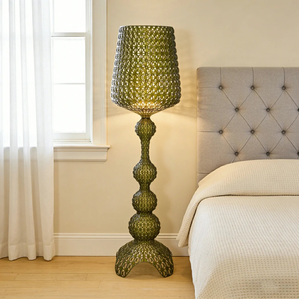LUXORA Floor Lamp Elegant Ambient Lighting Fabric Shade Sturdy Metal Frame Adjustable Light Direction - Green