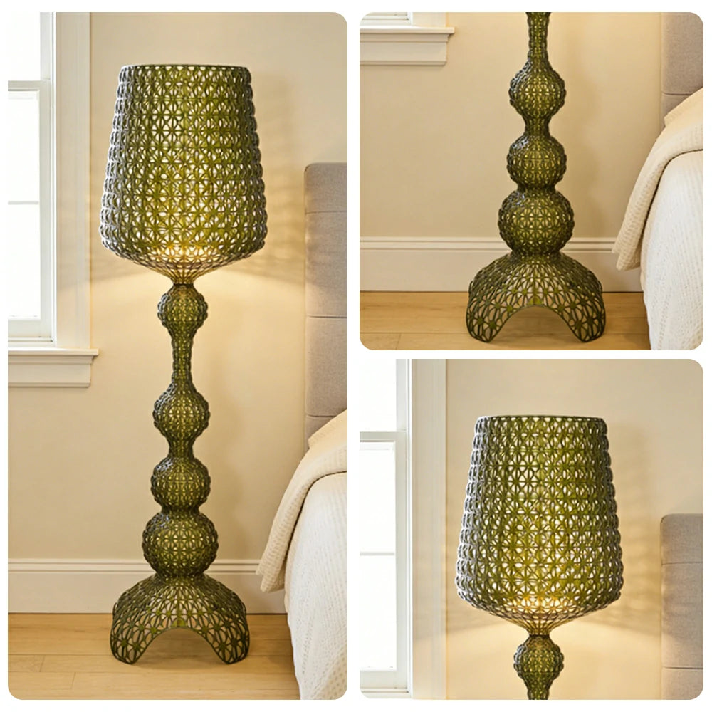 LUXORA Floor Lamp Elegant Ambient Lighting Fabric Shade Sturdy Metal Frame Adjustable Light Direction - Green