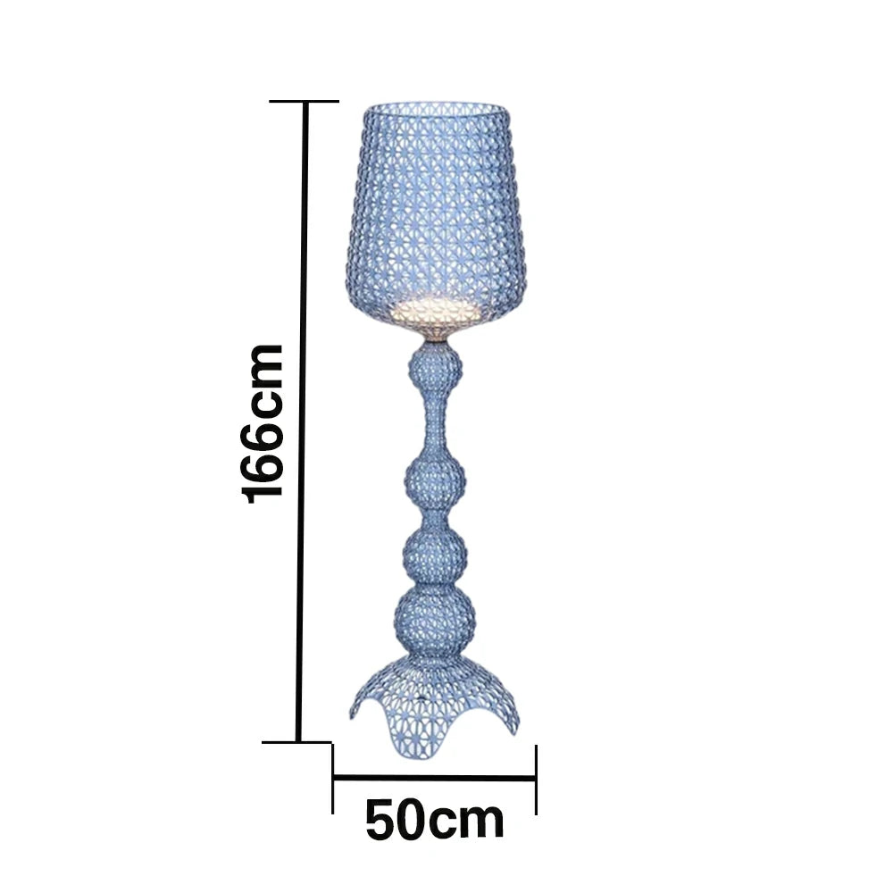 LUXORA Floor Lamp Elegant Ambient Lighting Fabric Shade Sturdy Metal Frame Adjustable Light Direction - Blue