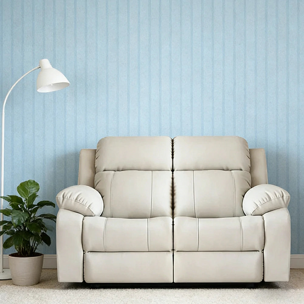 LUXORA 160/180cm 2-Seater Electric Recliner Sofa Wide-Angle Adjustment Premium Imported Leather 7D Fibre Comfort Support - Beige