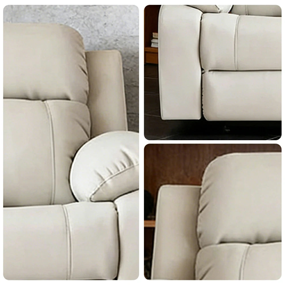 LUXORA 160/180cm 2-Seater Electric Recliner Sofa Wide-Angle Adjustment Premium Imported Leather 7D Fibre Comfort Support - Beige