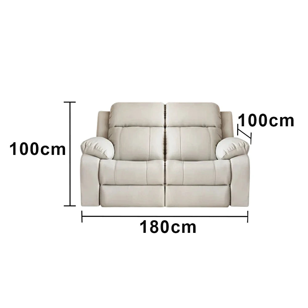LUXORA 160/180cm 2-Seater Electric Recliner Sofa Wide-Angle Adjustment Premium Imported Leather 7D Fibre Comfort Support - Beige