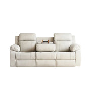 LUXORA 220/250cm 3-Seater Electric Recliner Sofa Wide-Angle Adjustment Premium Imported Leather 7D Fibre Comfort Support with Centre Backrest Console Table - Beige