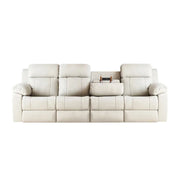 LUXORA 280/320cm 4-Seater Electric Recliner Sofa Wide-Angle Adjustment Premium Imported Leather 7D Fibre Comfort Support with Centre Backrest Console Table - Beige