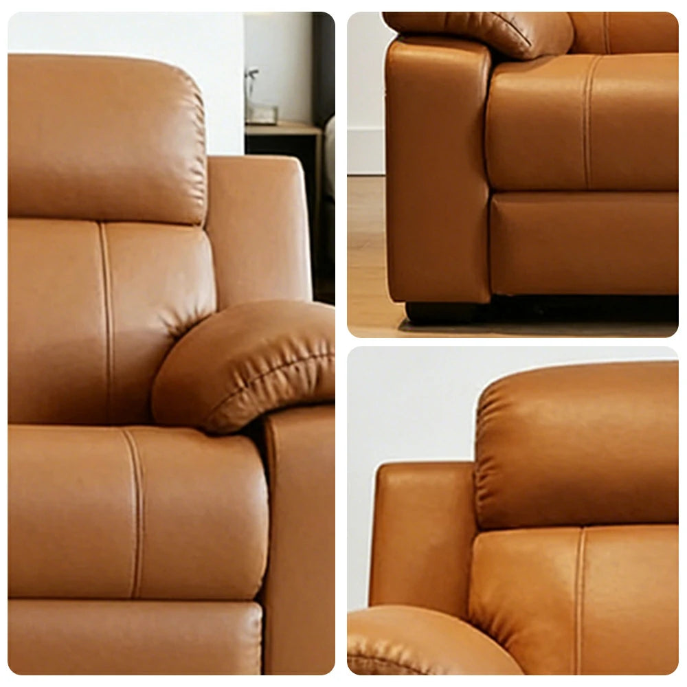 LUXORA 160/180cm 2-Seater Electric Recliner Sofa Wide-Angle Adjustment Premium Imported Leather 7D Fibre Comfort Support - Brown