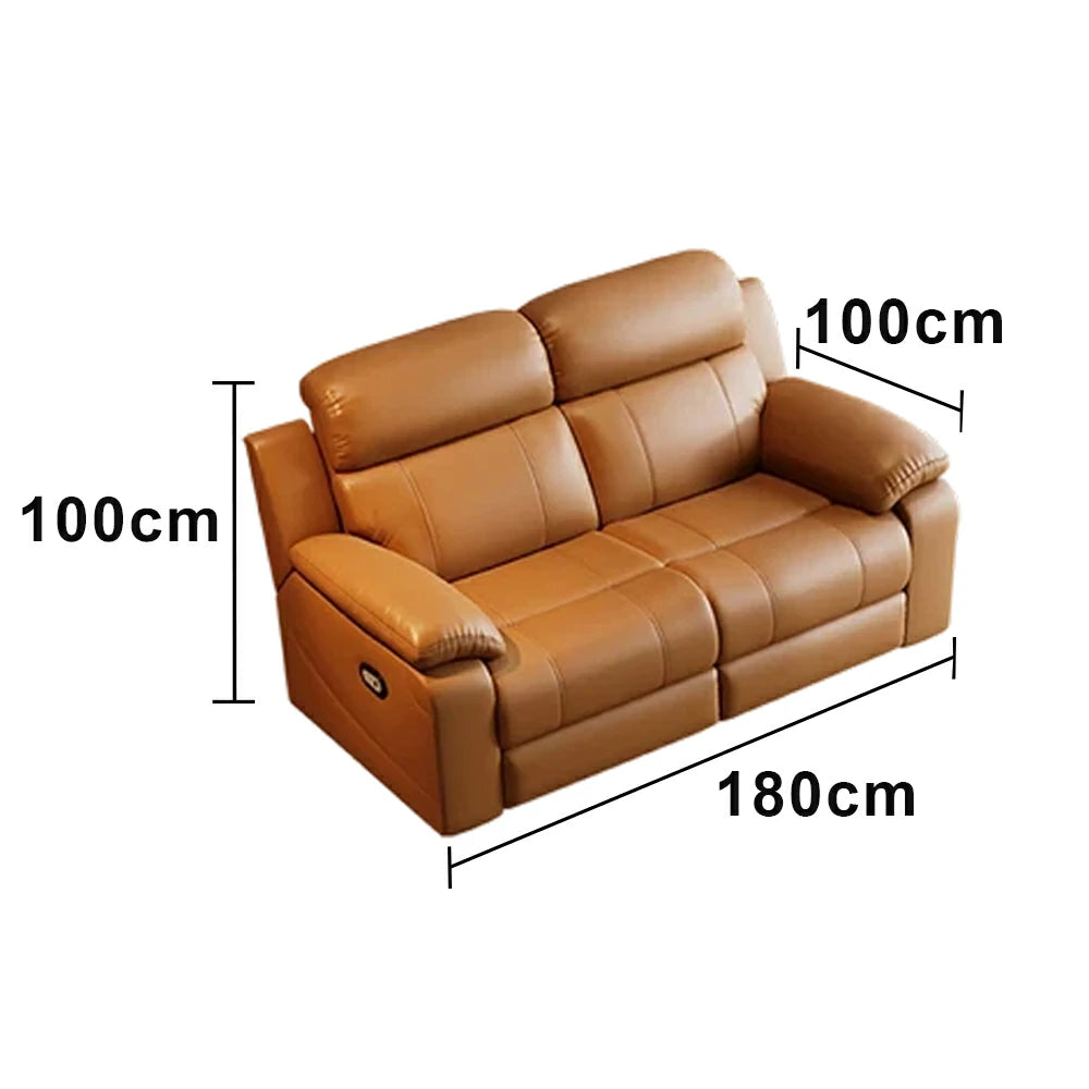 LUXORA 160/180cm 2-Seater Electric Recliner Sofa Wide-Angle Adjustment Premium Imported Leather 7D Fibre Comfort Support - Brown