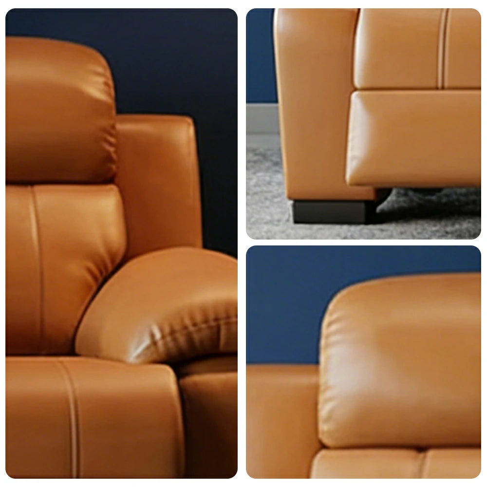 LUXORA 220/250cm 3-Seater Electric Recliner Sofa Wide-Angle Adjustment Premium Imported Leather 7D Fibre Comfort Support with Centre Backrest Console Table - Brown