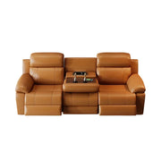 LUXORA 220/250cm 3-Seater Electric Recliner Sofa Wide-Angle Adjustment Premium Imported Leather 7D Fibre Comfort Support with Centre Backrest Console Table - Brown