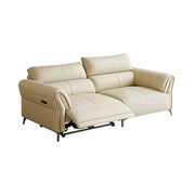 LUXORA 166/186cm Electric Recliner Sofa 2-Seater Full Electric Wide-Angle Adjustment Top-Grain Leather Comfort Design - Beige