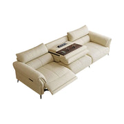 LUXORA 226/256cm Electric Recliner Sofa 3-Seater Dual Side Power Center Console Backrest Top-Grain Leather Comfort Design - Beige