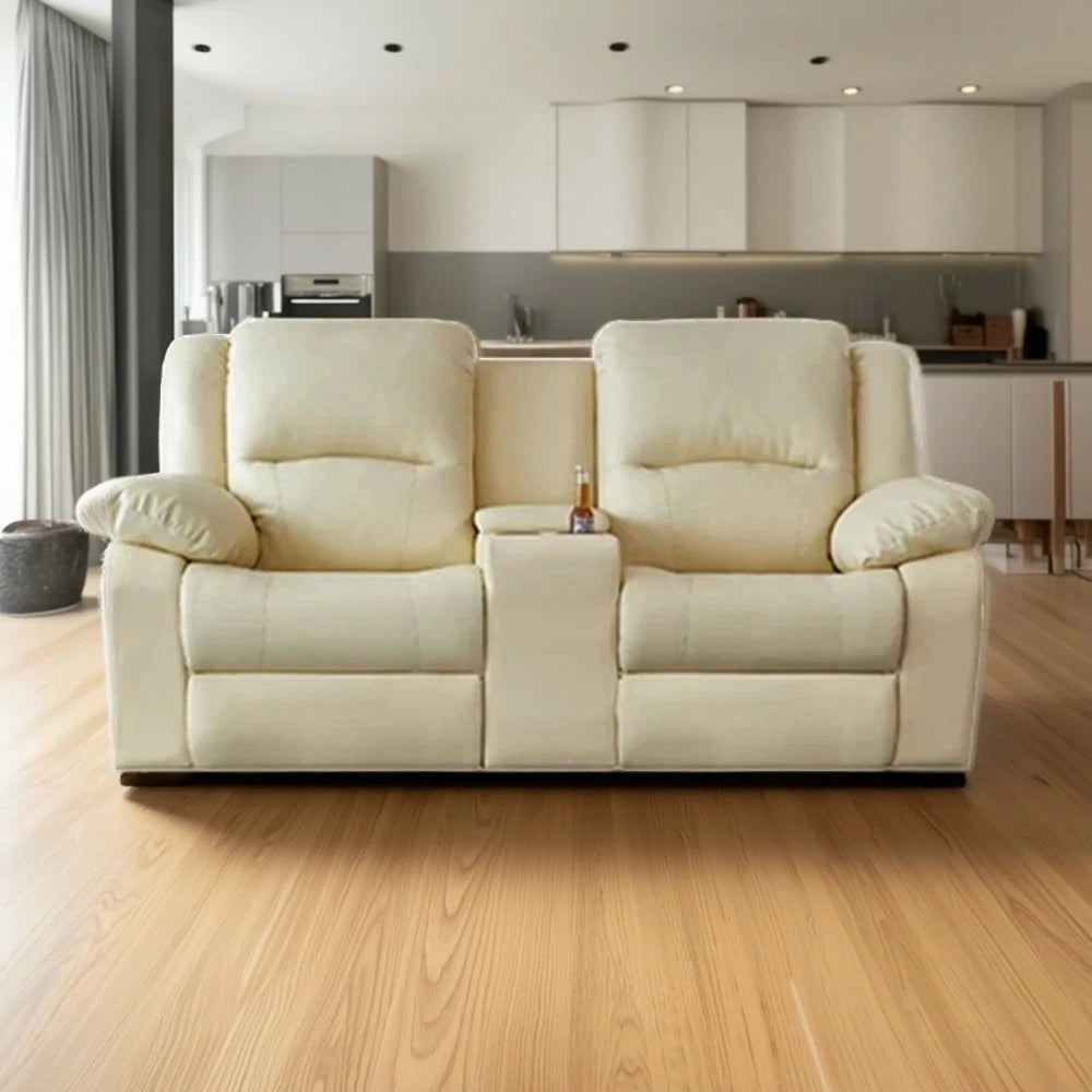 LUXORA 190/210cm Full Electric Recliner Sofa 2-Seater with Storage Console Dual Motor Comfort Design - Beige