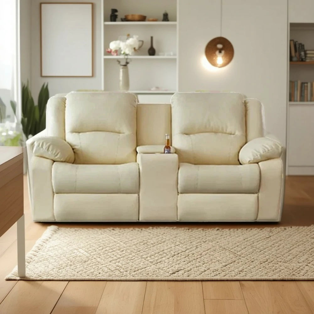LUXORA 190/210cm Full Electric Recliner Sofa 2-Seater with Storage Console Dual Motor Comfort Design - Beige