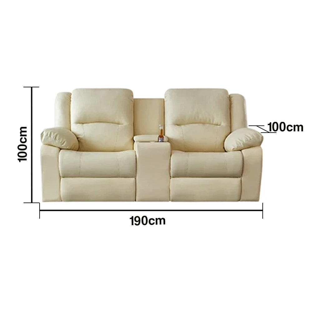 LUXORA 190/210cm Full Electric Recliner Sofa 2-Seater with Storage Console Dual Motor Comfort Design - Beige
