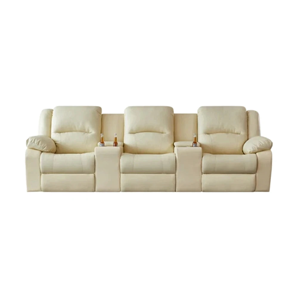 LUXORA 280/310cm Full Electric Recliner Sofa 3-Seater with Dual Storage Consoles Home Theatre Comfort Design - Beige