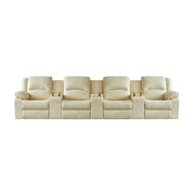 LUXORA 370/410cm Full Electric Recliner Sofa 4-Seater with Triple Storage Consoles Home Theatre Comfort Seating - Beige