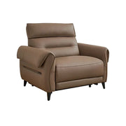 LUXORA 121/196cm Electric Recliner Armchair Flagship Edition Top-Grain Leather 55D High-Resilience Foam Comfort Design - Brown