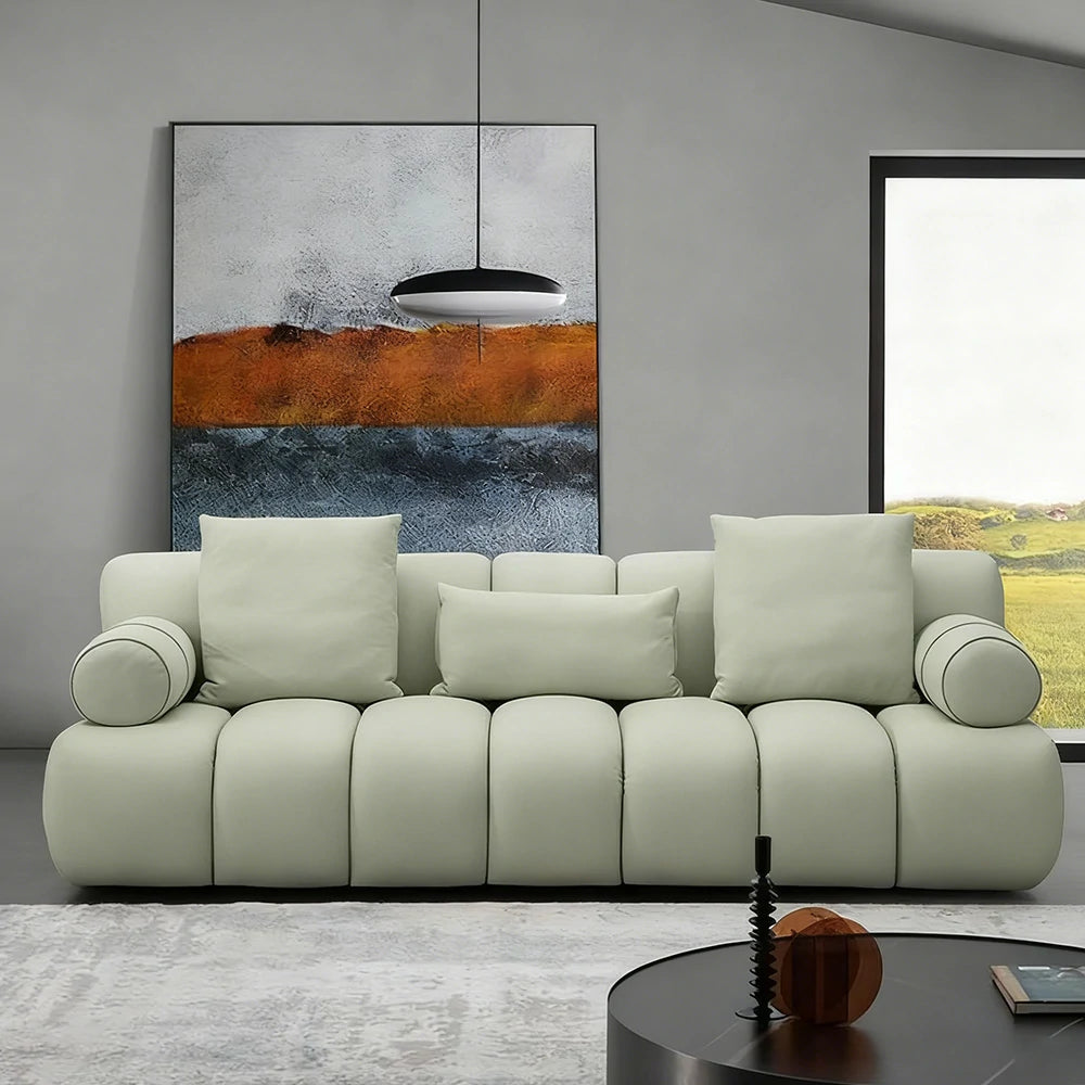 LUXORA Sofa High-Density Foam Faux Lambswool Upholstery Russian Larch Wood Frame Cozy Design - Green