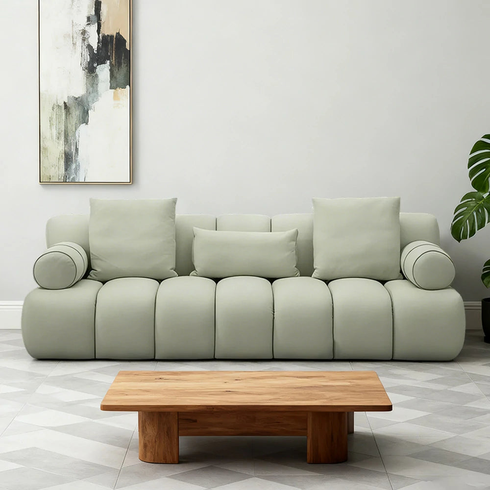 LUXORA Sofa High-Density Foam Faux Lambswool Upholstery Russian Larch Wood Frame Cozy Design - Green