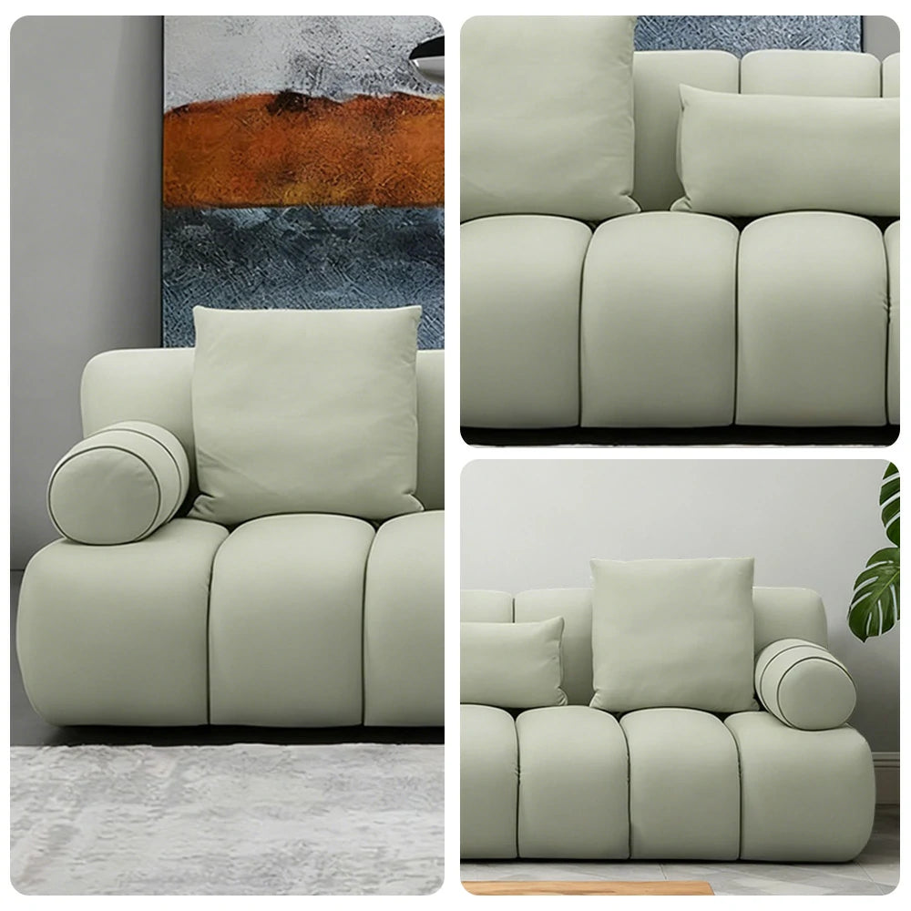 LUXORA Sofa High-Density Foam Faux Lambswool Upholstery Russian Larch Wood Frame Cozy Design - Green