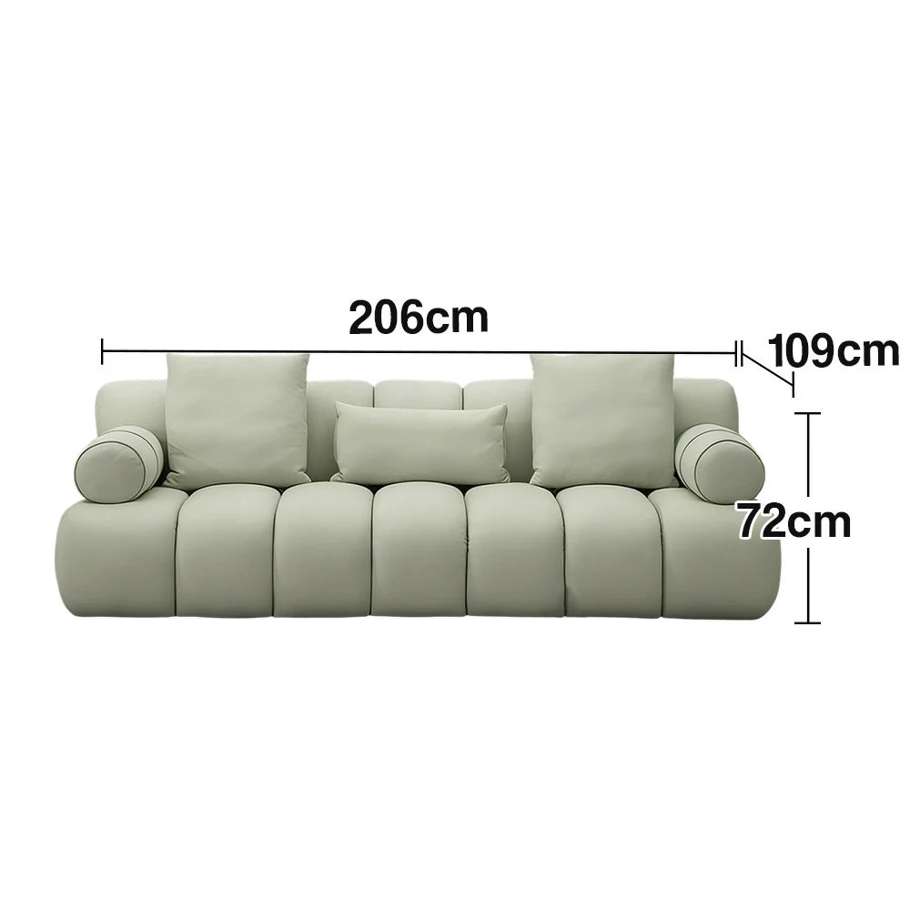 LUXORA Sofa High-Density Foam Faux Lambswool Upholstery Russian Larch Wood Frame Cozy Design - Green
