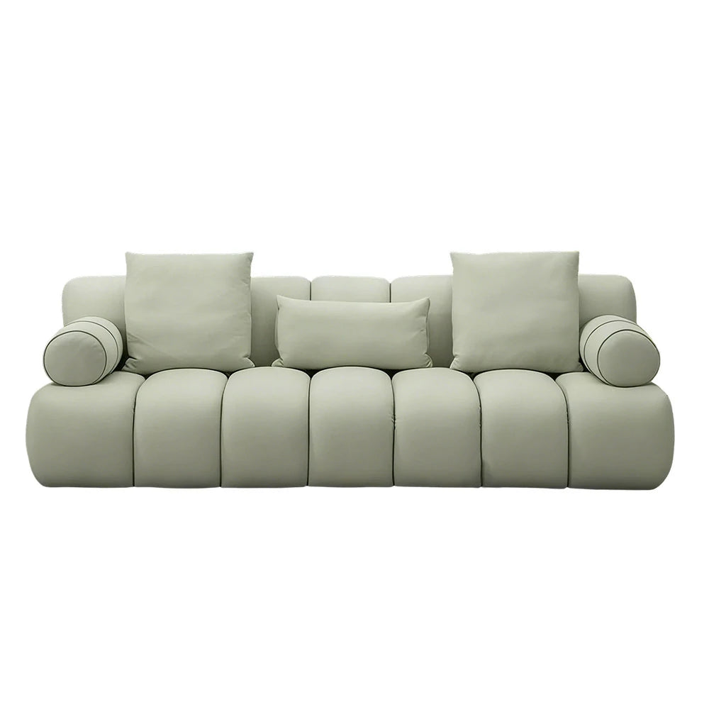 LUXORA Sofa High-Density Foam Faux Lambswool Upholstery Russian Larch Wood Frame Cozy Design - Green