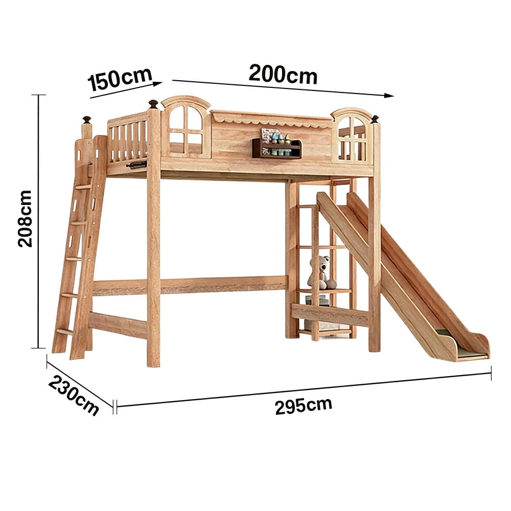 LUXORA 120/135/150cm Kids Slide Bed with Side Ladder - Safety Guardrail Design, Solid Wood Frame, Natural Wax Oil Eco Finish