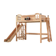 LUXORA 120/135/150cm Kids Slide Bed with Side Ladder - Safety Guardrail Design, Solid Wood Frame, Natural Wax Oil Eco Finish