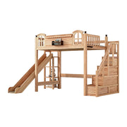 LUXORA 120/135/150cm Kids Slide Bed with Storage Stair - Safety Guardrail Design, Solid Wood Frame, Natural Wax Oil Eco Finish