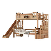 LUXORA 120/135/150cm Kids Slide Bed with Storage Stair - All-Round Safety Design, Solid Wood Frame, Low-Odour Natural Wax Oil Finish