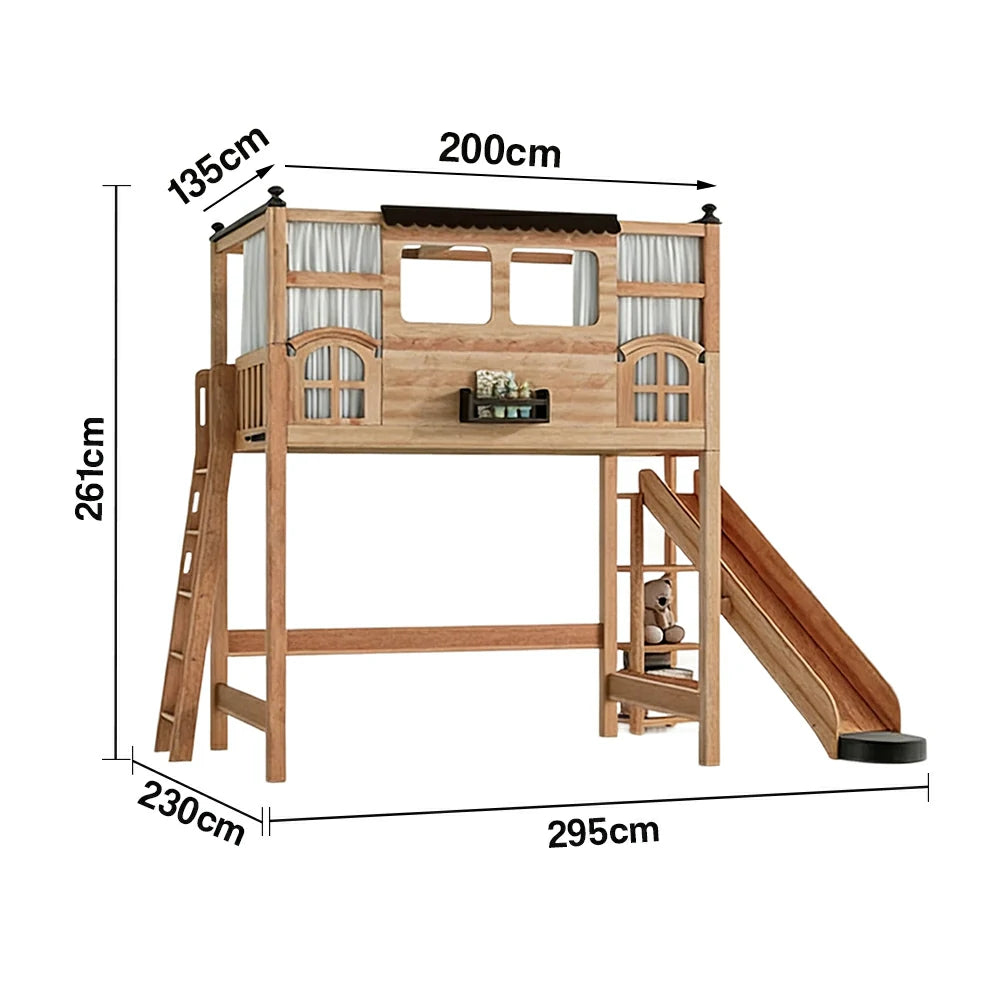 LUXORA 120/135/150cm Kids Slide Bed with Side Ladder - Safe Play & Sleep Design, Solid Wood Frame, Space-Saving Side Ladder Layout