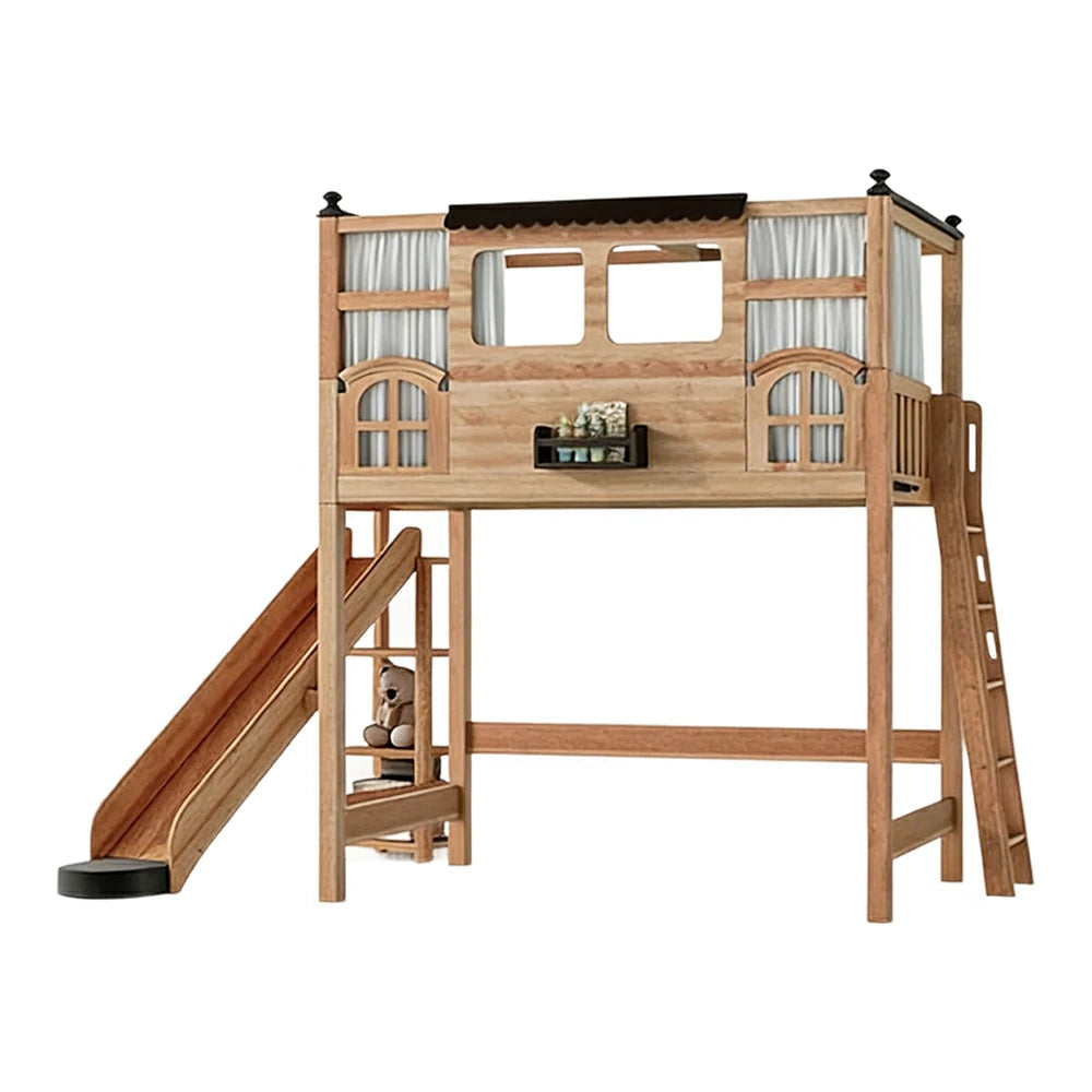 LUXORA 120/135/150cm Kids Slide Bed with Side Ladder - Safe Play & Sleep Design, Solid Wood Frame, Space-Saving Side Ladder Layout