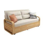 LUXORA 135/165cm Sofa Bed, Dual-Function Pull-Out Design, Cotton-Linen Upholstery, Solid Wood & Metal Frame, Quiet Rollers - Beige