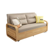 LUXORA 135/165cm Sofa Bed, Dual-Function Pull-Out Design, Cotton-Linen Upholstery, Solid Wood & Metal Frame, Quiet Rollers - Coffee