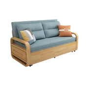 LUXORA 135/165cm Sofa Bed, Dual-Function Pull-Out Design, Cotton-Linen Upholstery, Solid Wood & Metal Frame, Quiet Rollers - Blue