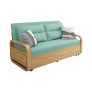 LUXORA 135/165cm Sofa Bed, Dual-Function Pull-Out Design, Cotton-Linen Upholstery, Solid Wood & Metal Frame, Quiet Rollers - Green