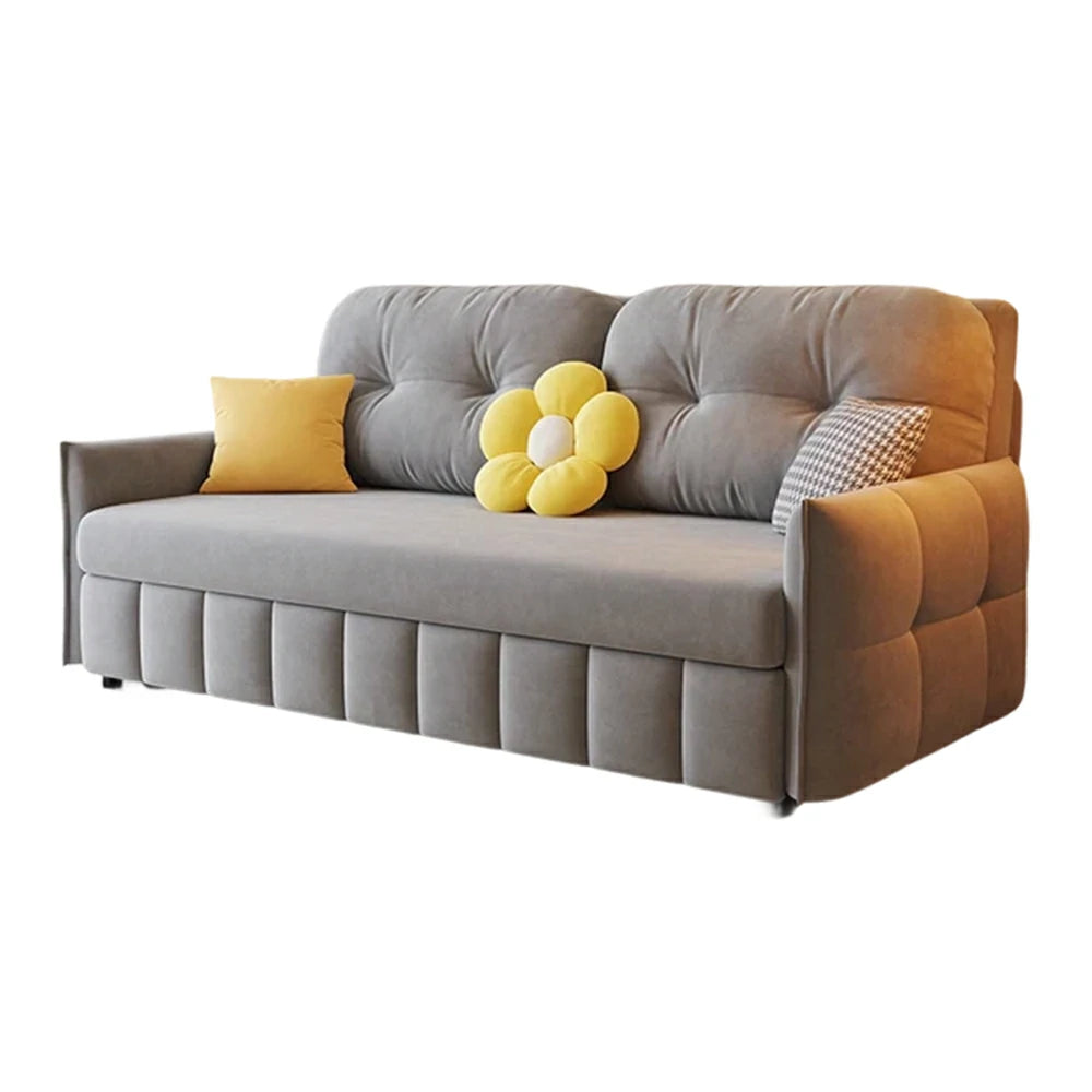 LUXORA 145/175cm Sofa Bed, Dual-Function Sofa to Bed Design, Soft Velvet Upholstery, Carbon Steel Frame, Removable Cover with Rollers - Grey