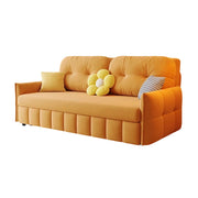 LUXORA 145/175cm Sofa Bed, Dual-Function Sofa to Bed Design, Soft Velvet Upholstery, Carbon Steel Frame, Removable Cover with Rollers - Orange