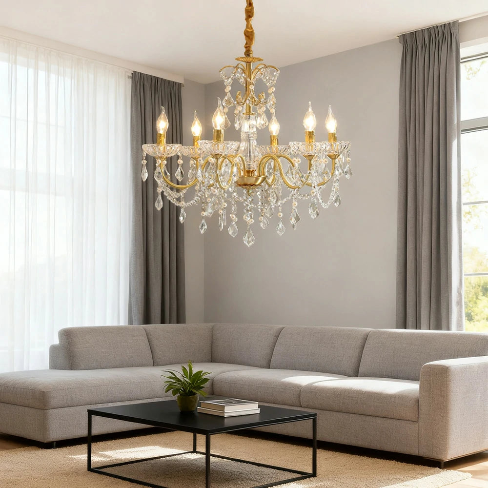 LUXORA Crystal Pendant Light 65/75/92cm High-Quality Iron Frame, Adjustable Height, Crystal Beads, Elegant Light Diffusion